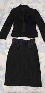 Bebe black pinstripe skirt set